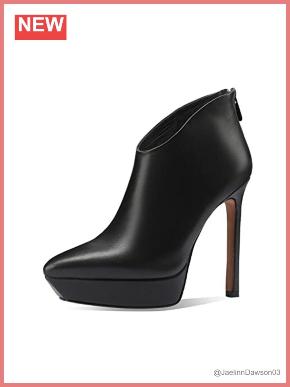 Handmade Women's Genuine Leather Platform Zipper Pointed Toe Stiletto Heel